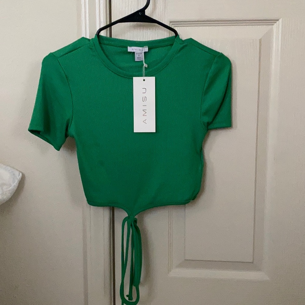Green crop top with tie